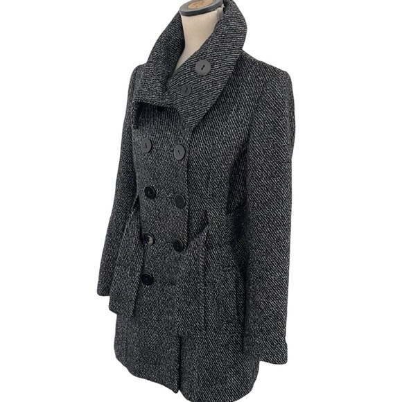 New Kenneth Blake New York Heathered Black/White Double Breasted Coat (M) - Picture 7 of 16